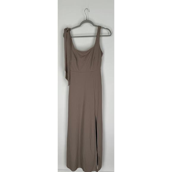 Birdy Grey Alex Convertible Dress Crepe Womens Small Taupe Bridesmaid Formal - Picture 4 of 11